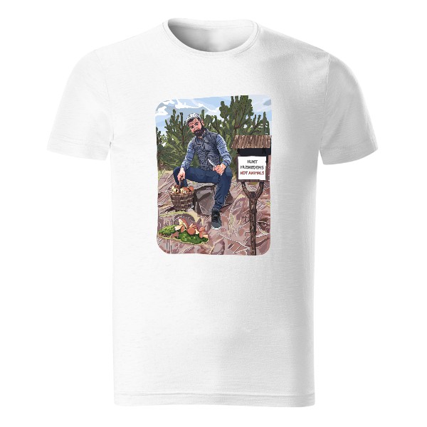 Hunt Mushrooms Not Animals – pánské tričko Organic slub