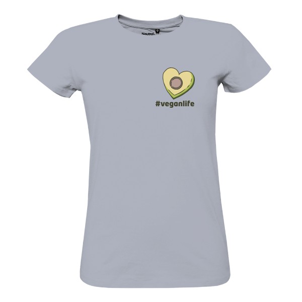 Avokádo, tvar srdce, #veganlife – dámské tričko Bio neutral