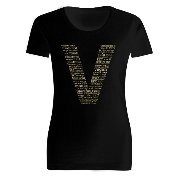 písmeno V složené z Veg slov – dámské tričko Organic slub